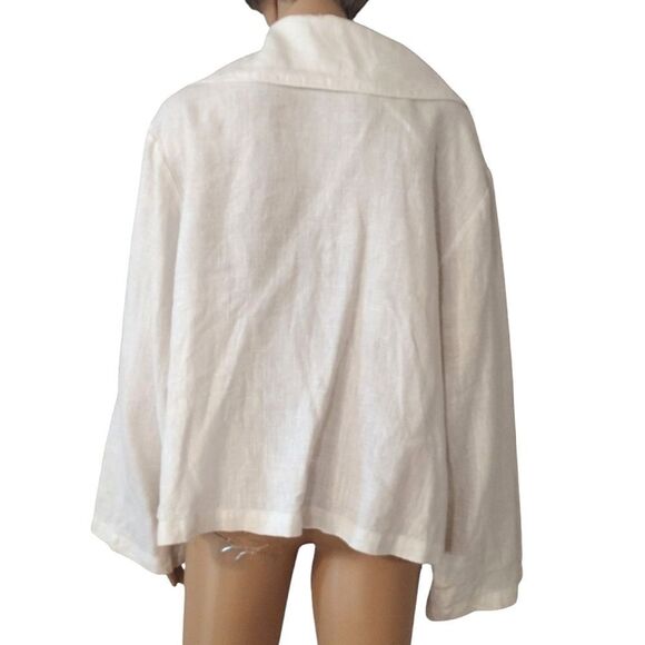 Bryn Walker Women's Size Small Oversized White Linen Button up Blouse Top - Picture 4 of 12